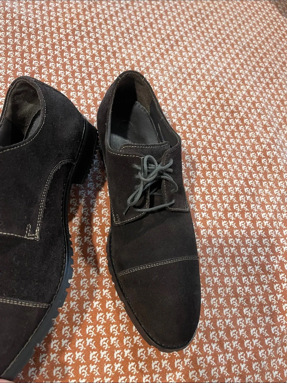 Cole Haan Dark Brown Suede Cap-Toe Derby Shoes